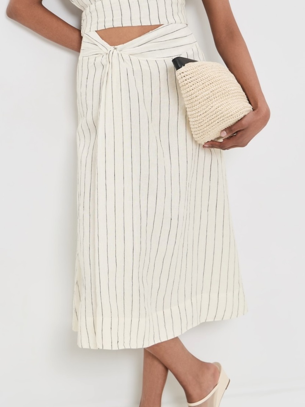 Merlette Mehar Linen Stripe Skirt Size 4 NWT